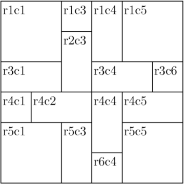 each cell as a row and column number